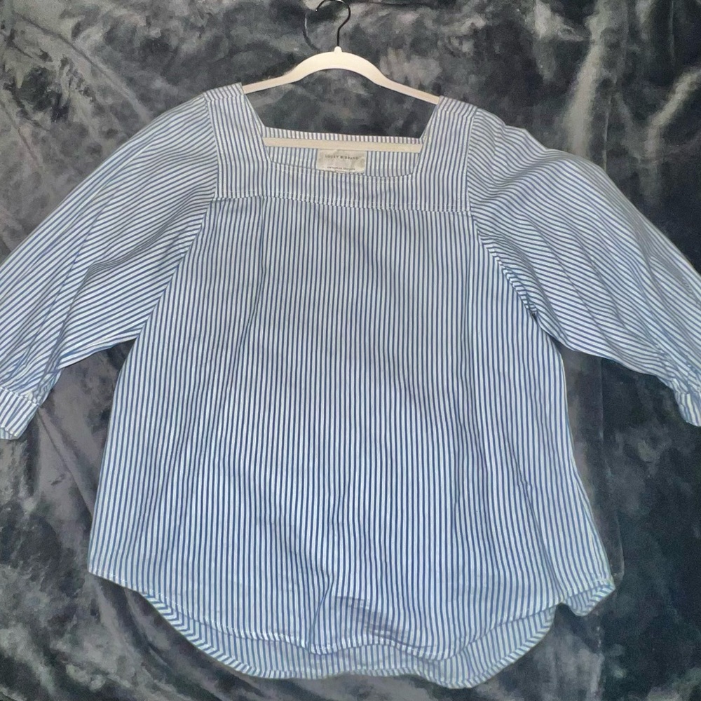 Lucky Brand blue and white striped 3/4 sleeve top
